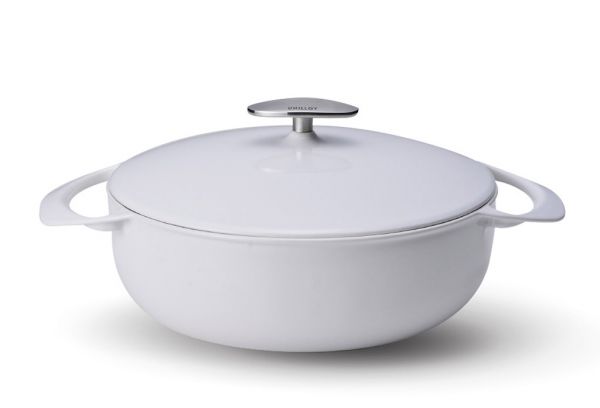 Emaille-Gusseisentopf UNILLOY weiß Flach 24 cm